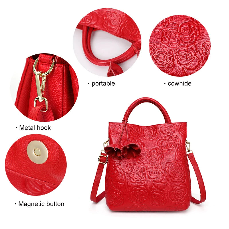 Bag Floral Print Cowhide