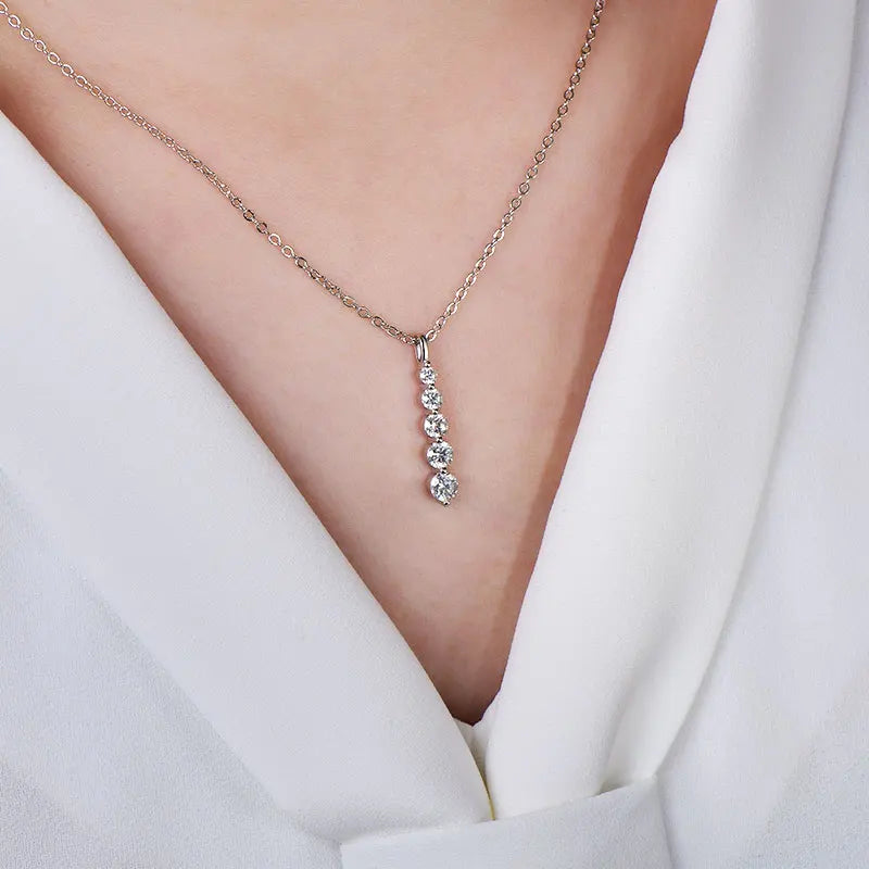 Moissanite Pendant Necklace D VVS1 14K Gold Filled