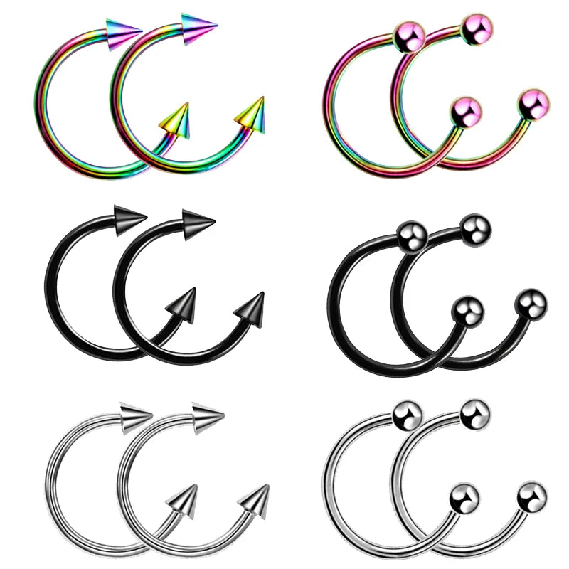 Stainless Steel Nose Hoop and Septum Ring Set 2pcs