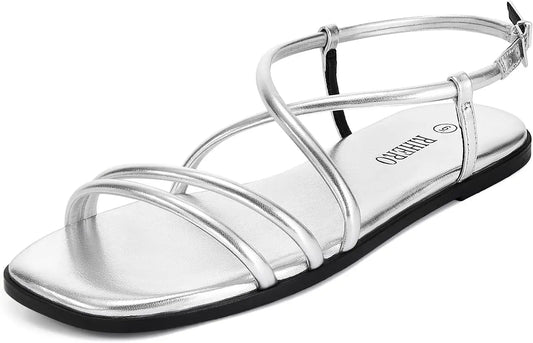 Womens Strappy Flat Sandals Lace Up Open Toe Comfortable