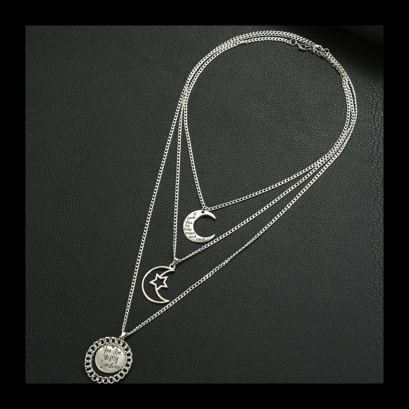 Star Moon Necklace Pendant Chain