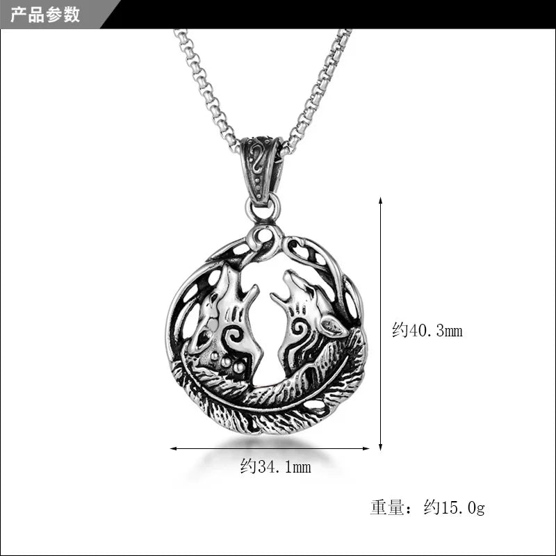 Wolf Pendant Necklace Titanium Steel