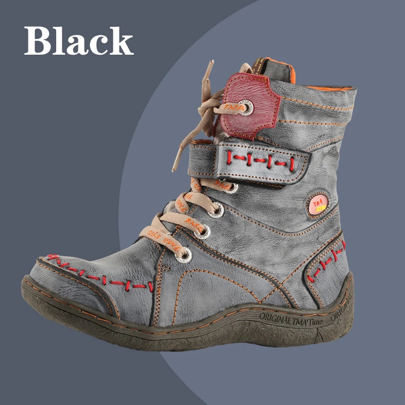 Women Leather Boots Plush Lining