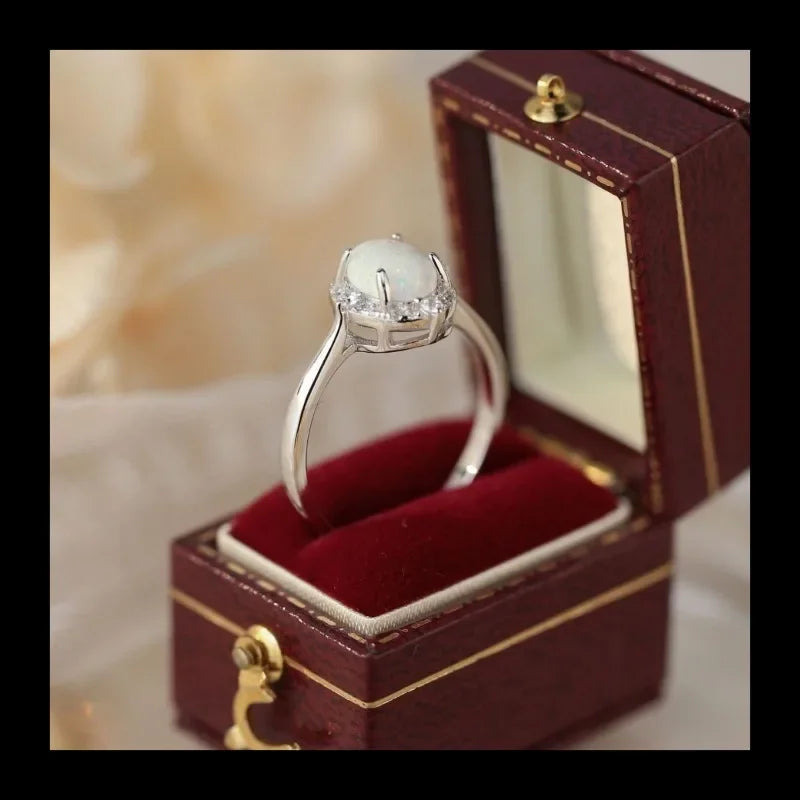White Opal Water Drop Styling Ring