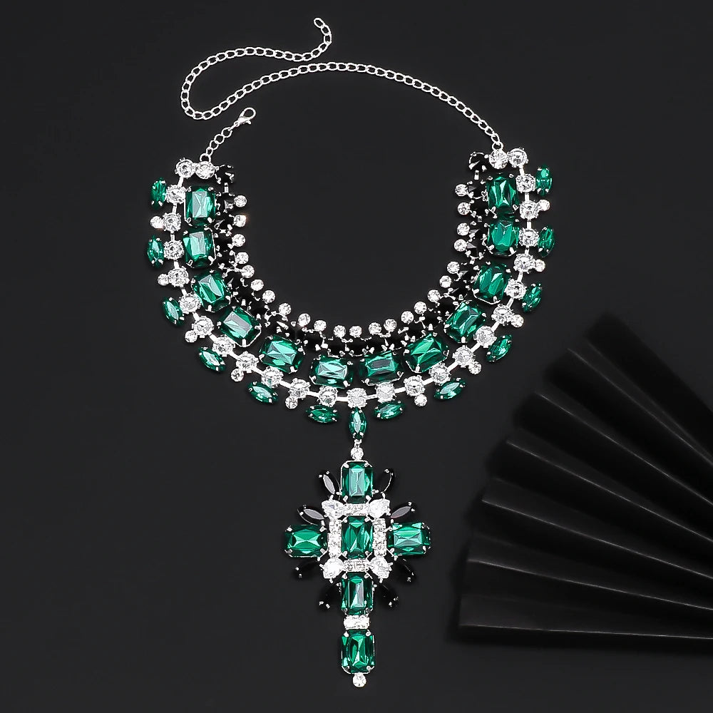 Necklace Rhinestone Cross Choker
