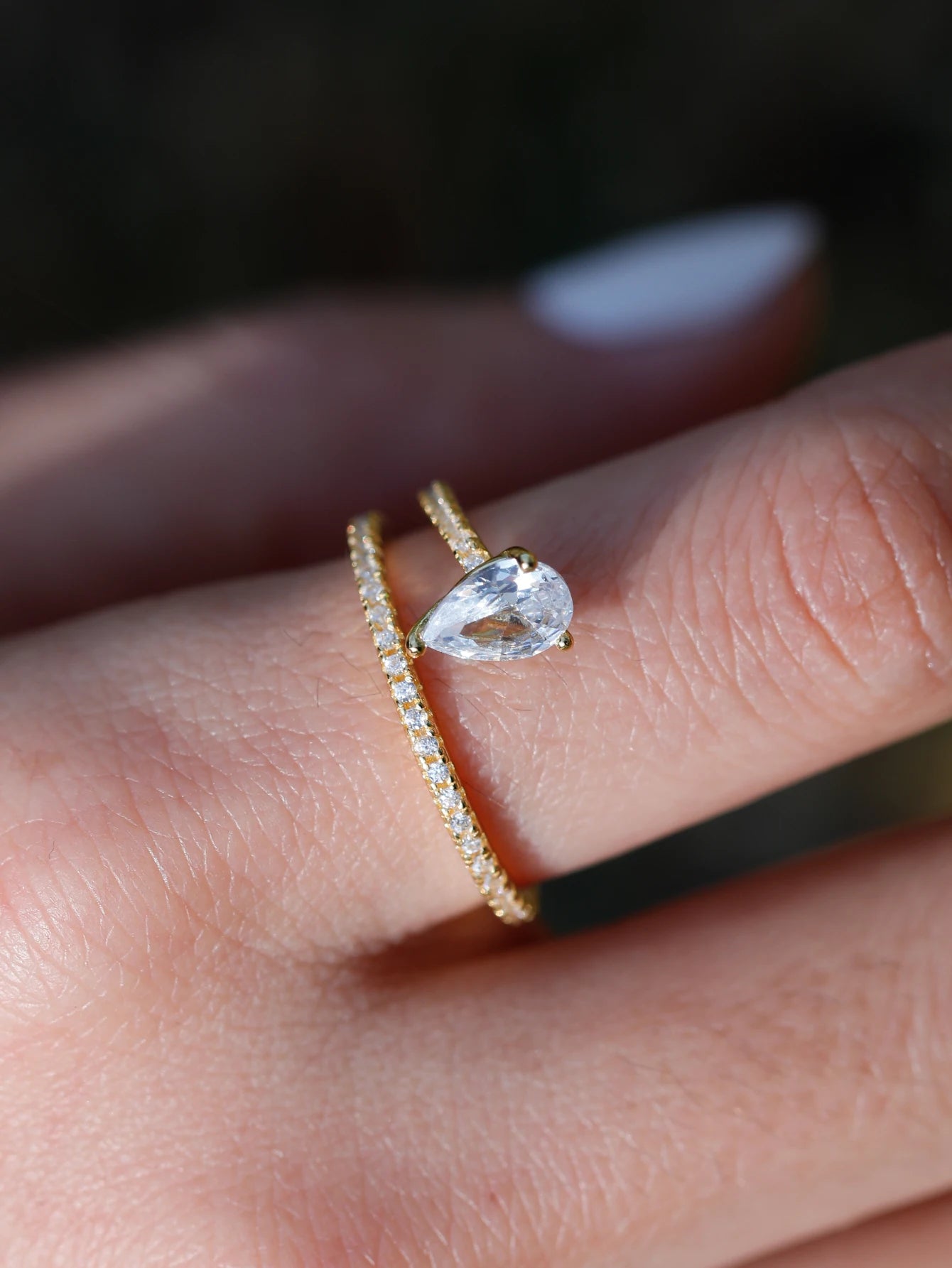 925 Silver Drop Shape 1.75CT Moissanite Ring