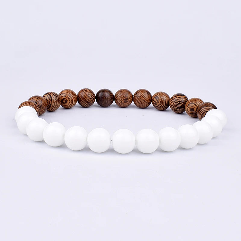 Volcanic Stone Lava Wood Beaded Bracelet Tibetan Buddhist Unisex Gift