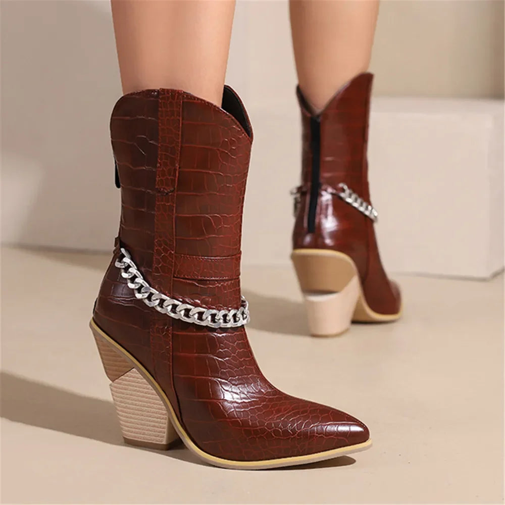 Womens Cowboy boots Snake Print