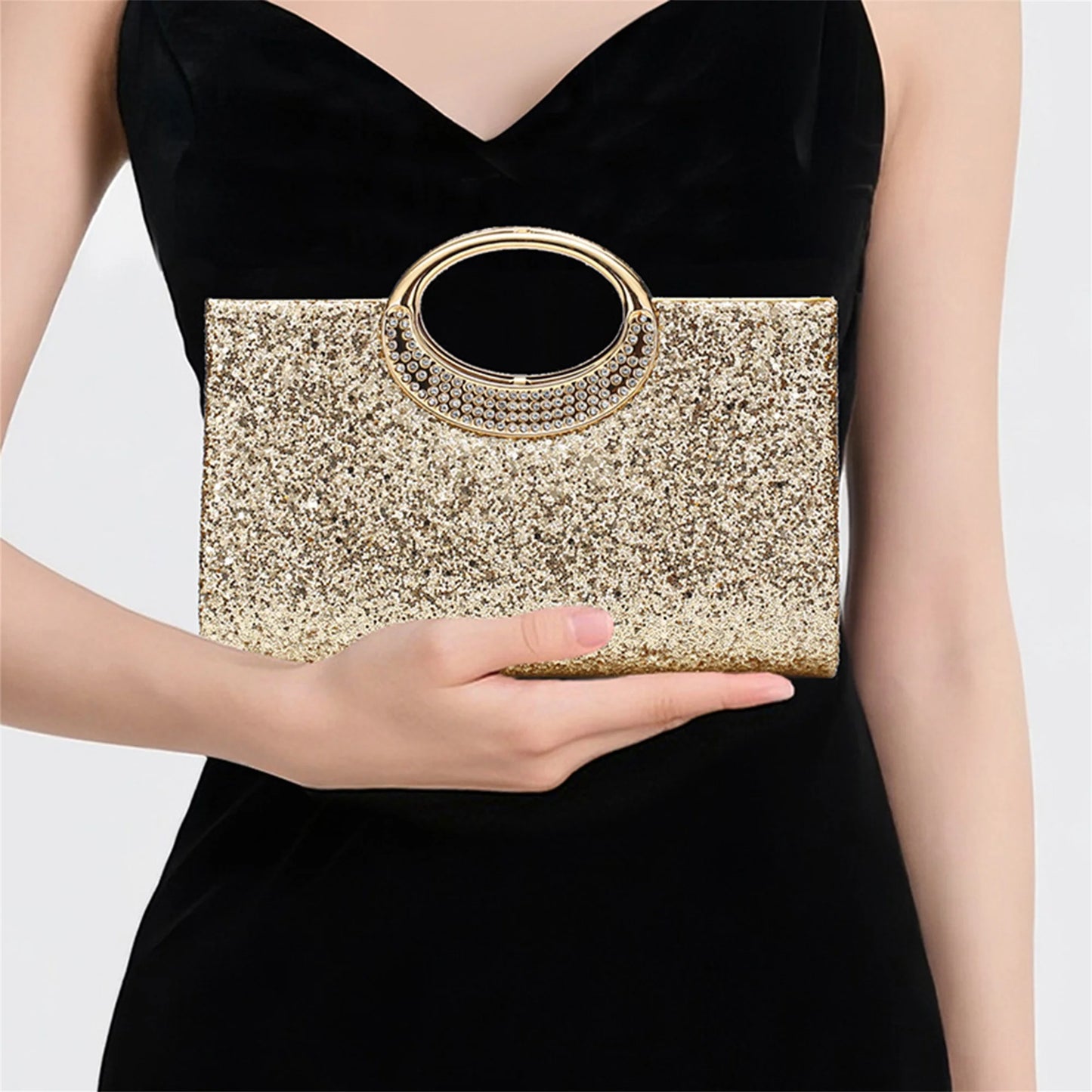 Clutch Rhinestone Embellished Velvet