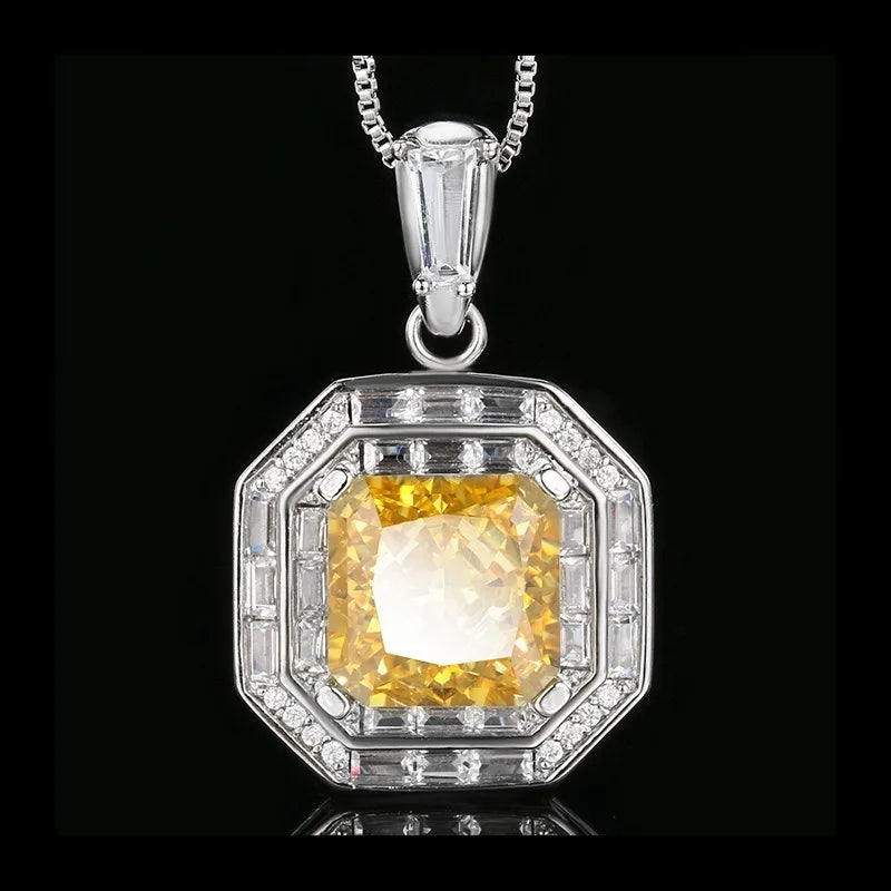 Necklace Ring Set Diamond Ice Flower Cut Square
