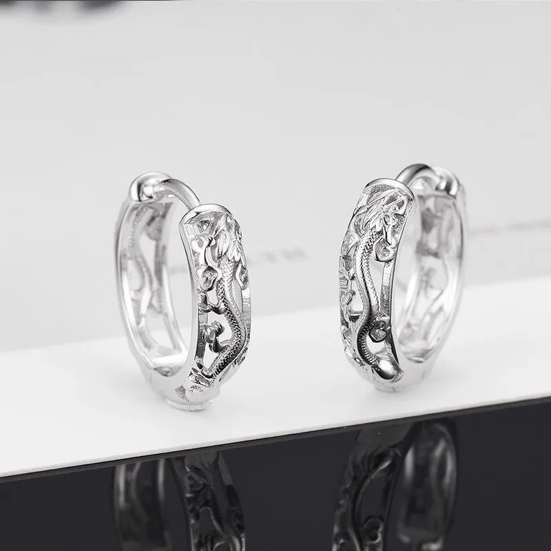 Sterling Silver Dragon Stud Earrings