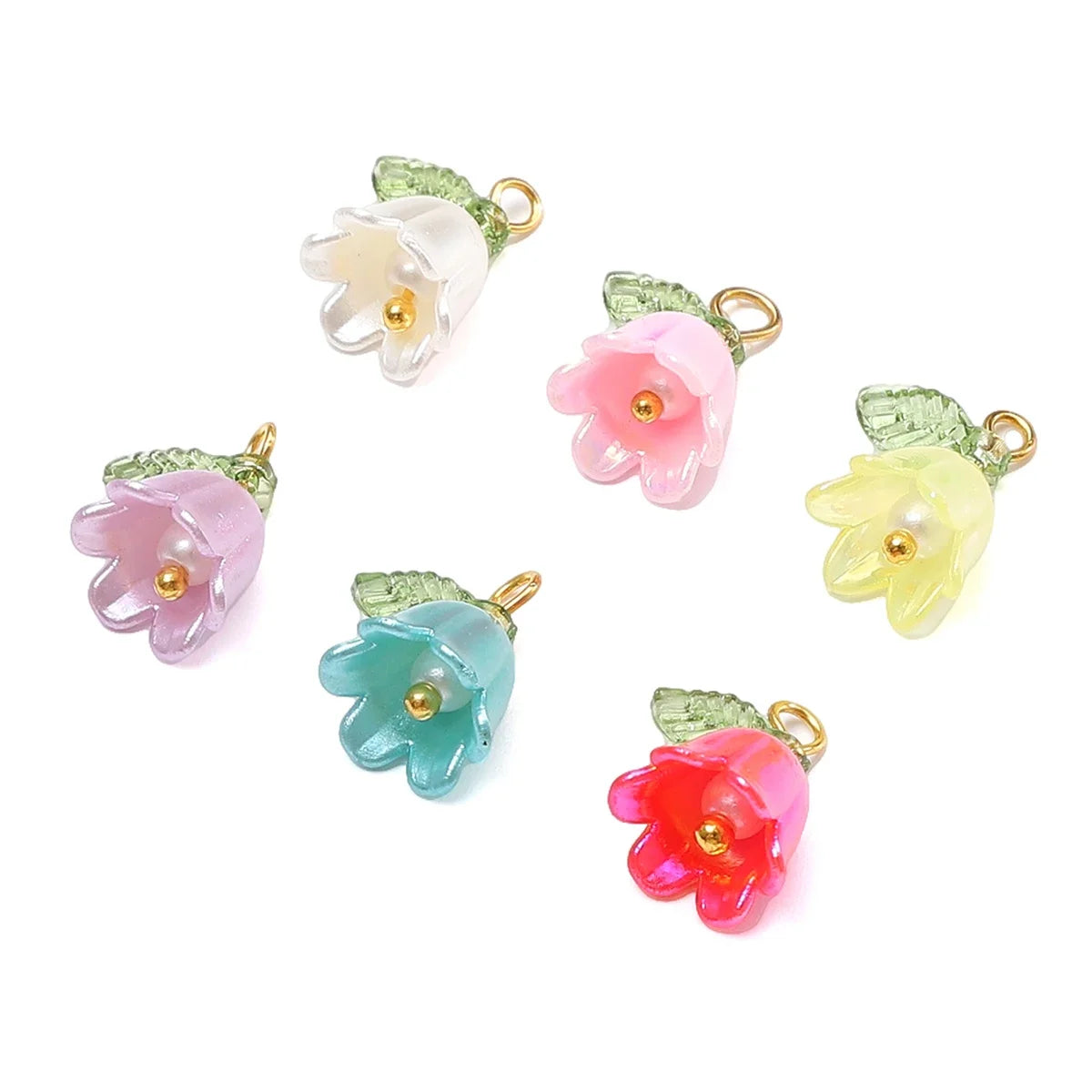 Acrylic Lily of the Valley Flower Bud Beads for Jewelry