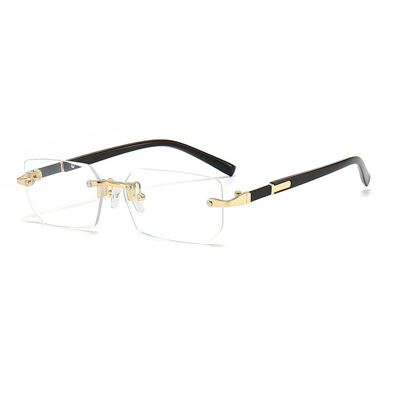 Sunglasses Frameless Diamond Shaped Leopard UV400 Small Frame