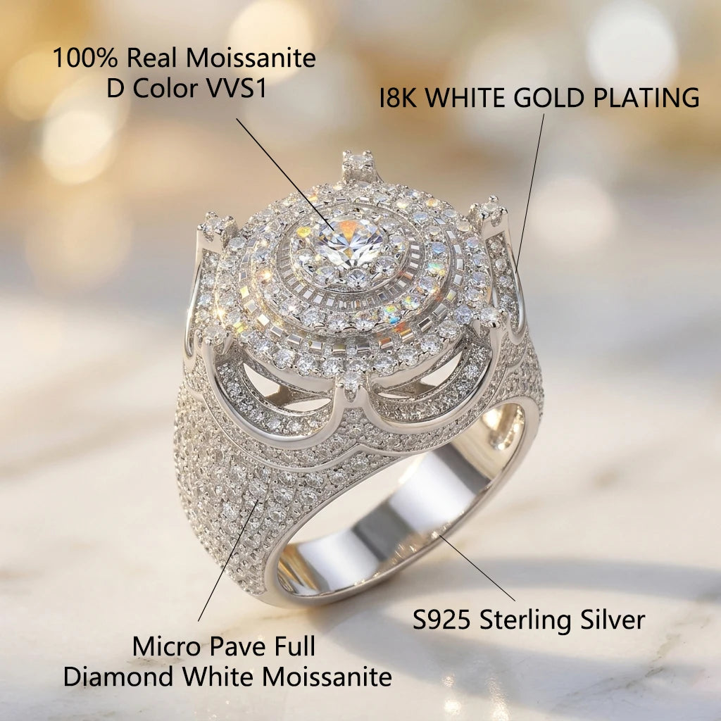 Moissanite Ring Sterling Silver