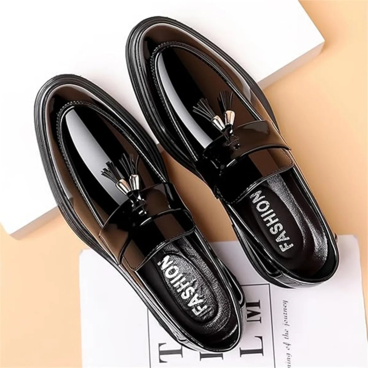 Men's Tassels High Gloss Patent Penny Loafers