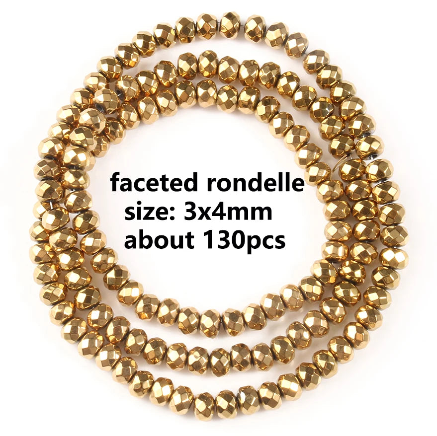 GMB724 Real Gold Plated Hematite Beads Irregular Heart Cube Rondelle