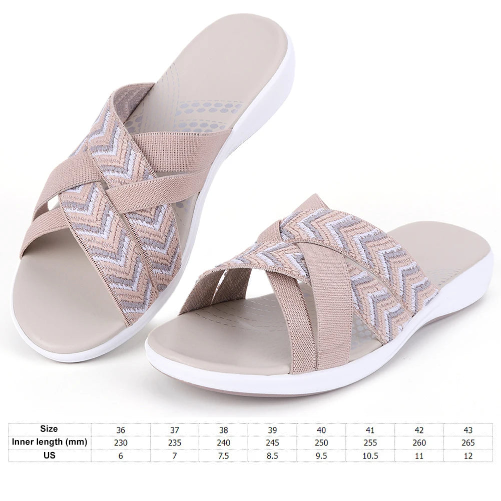 Women Slide Sandals Cross Strap Comfort