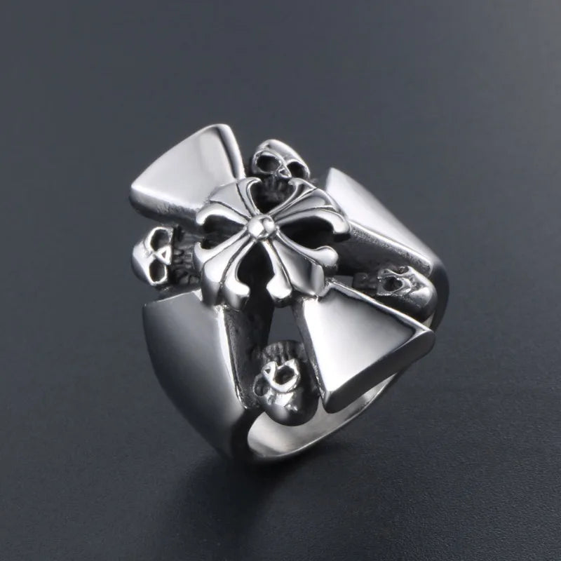 Skull Ring Cross Flower Windmill Titanium