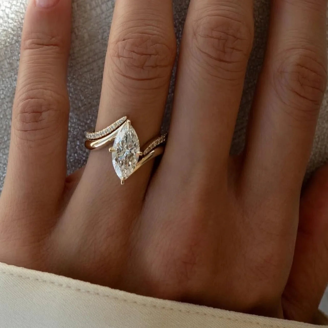 3CT Marquise Moissanite 925 Sterling Silver Rings