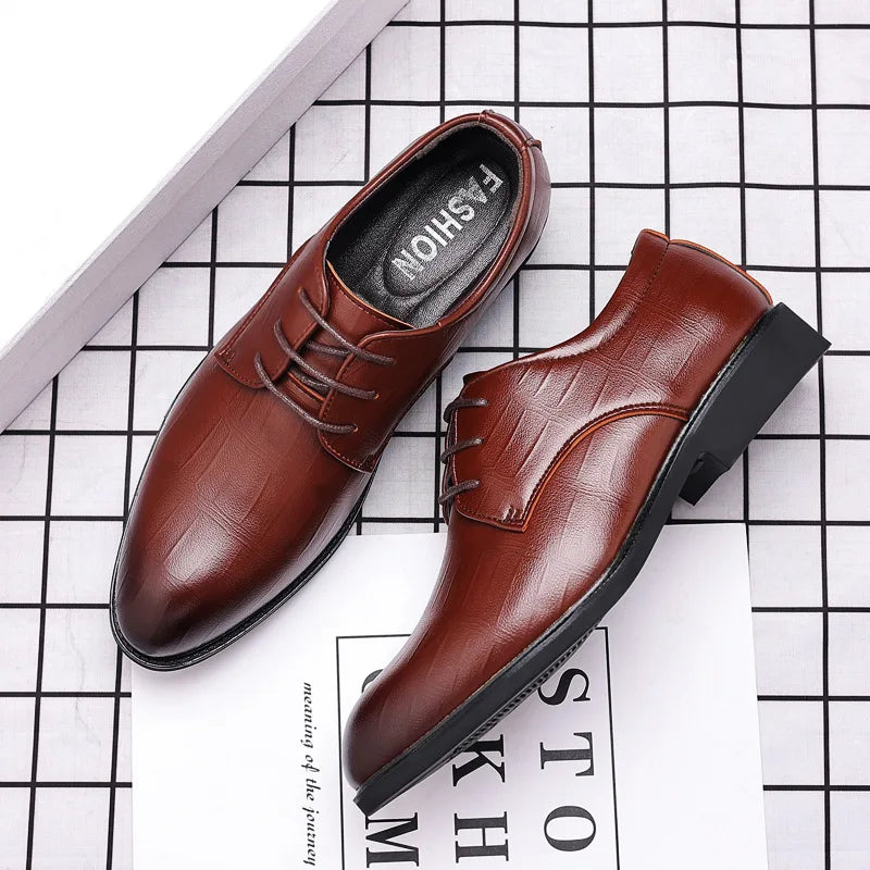 COZOK Mens Leather Dress Shoes Pointed Toe Formal Business