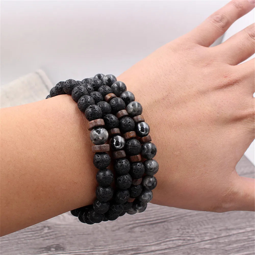 Volcanic Stone Bracelet For Men Women Tibetan Buddha