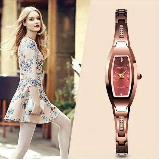 Small Dial Oval Womens Waterproof Mechanical Hand Wind Watch