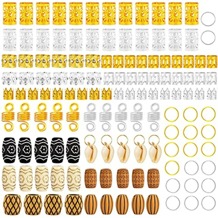 Hair Jewelry For Braids 133 Pcs Gold Cuffs Dreadlock Accessories