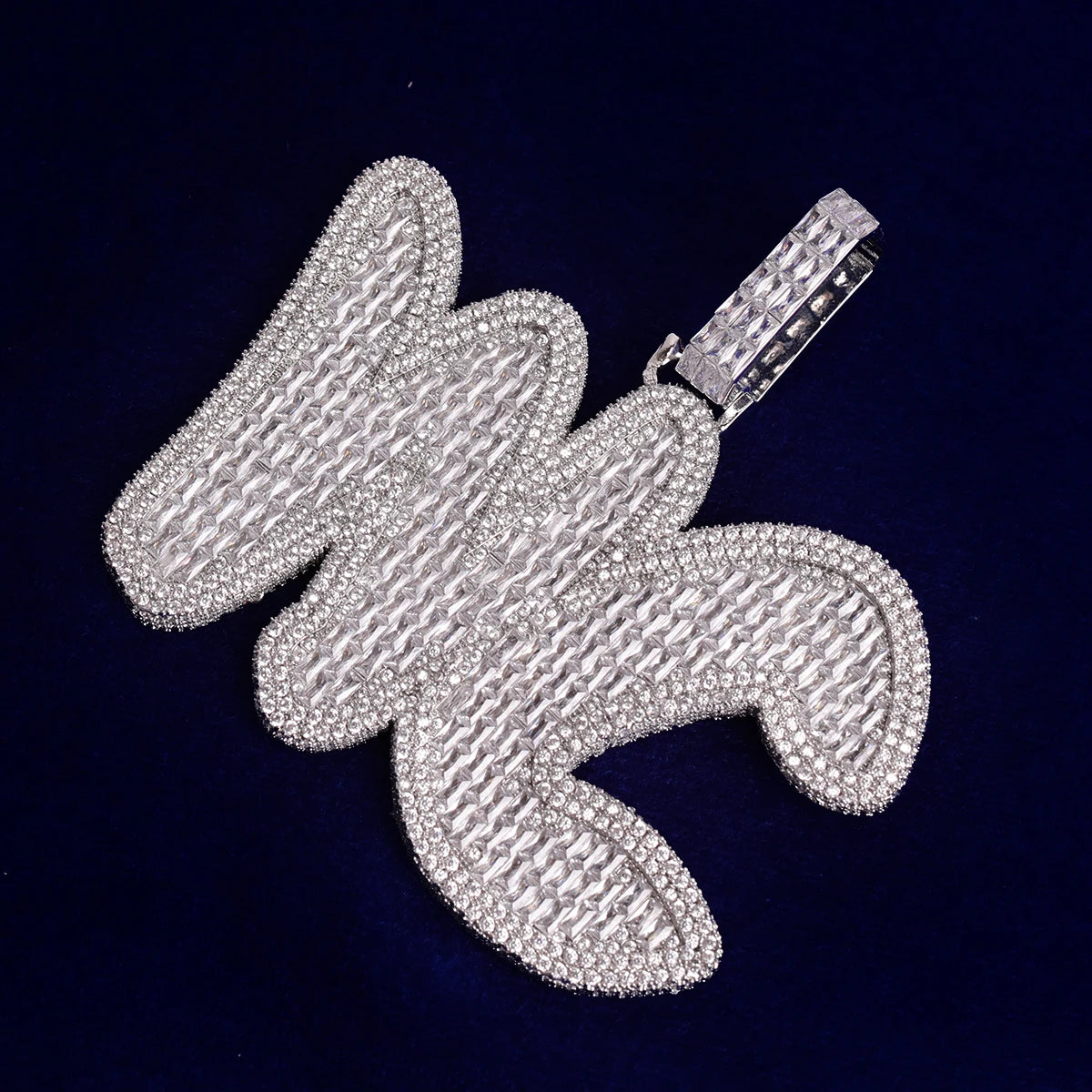 Bubble Letter Custom Name Necklace  Iced Out