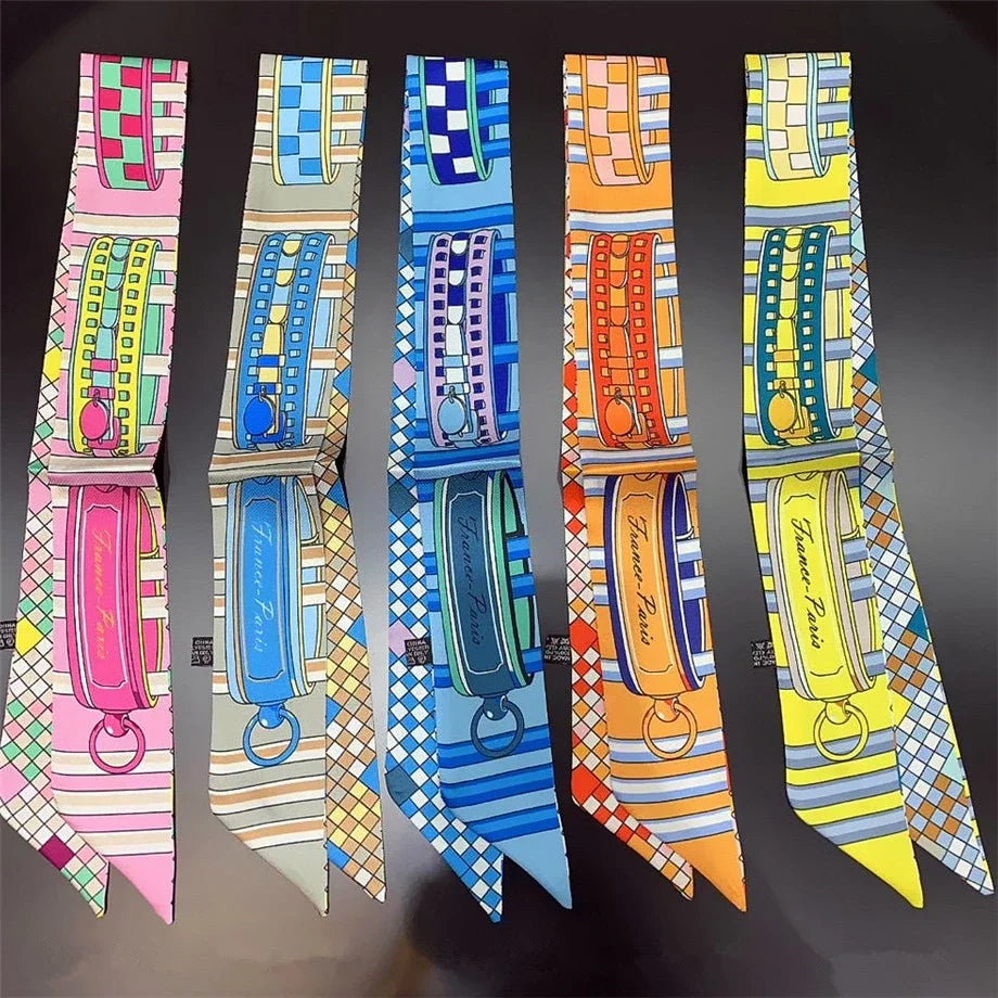 Scarf Skinny Plaid Silk Accessory
